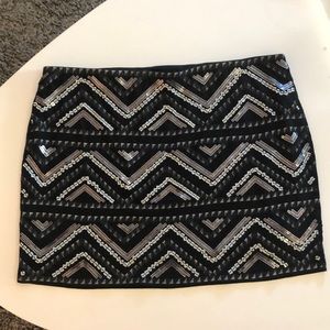 Black Sequin Mini Skirt